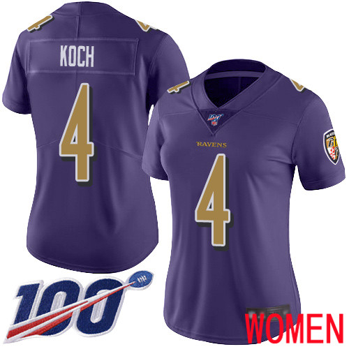 Baltimore Ravens Limited Purple Women Sam Koch Jersey NFL Football #4 100th Season Rush Vapor Untouchable->women nfl jersey->Women Jersey